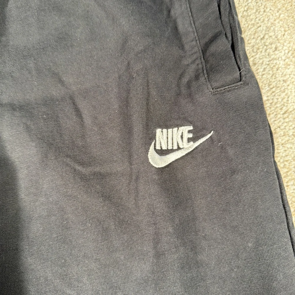 Nike Mens Jogger Sweatpants Medium Black Cotton Swoosh‎ Activewear Gym READ
